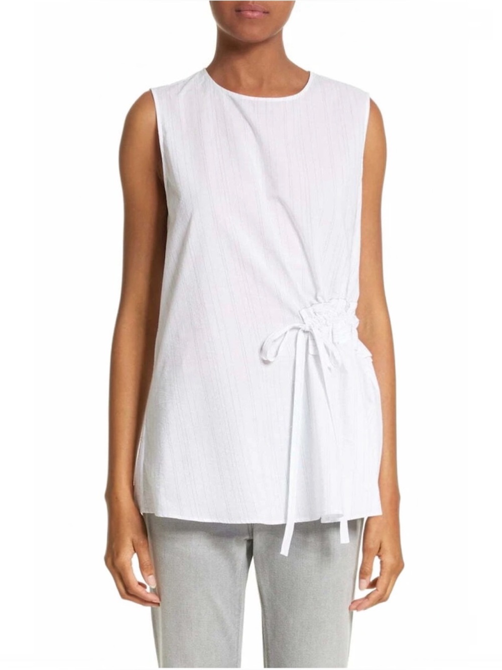 Fabiana Filippi Seersucker Pinstripe White Blouse Top Size 8 US / 44 IT Medium